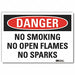 No Smoking Danger Rflctv Label 7inx10in