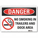No Smoking Danger Rflct Label 3.5x5in
