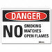 No Smoking Danger Rflctv Label 5inx7in
