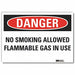 No Smoking Danger Rflct Label 7inx10in