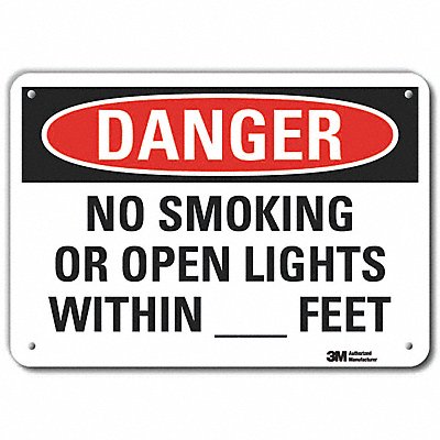 Rflct No Smoking Danger Sign 7x10in Alum