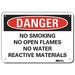 Rflct No Smoking Dangr Sign 10x14in Alum