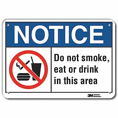 Rflct No Smoking Note Sign 10x14in Alum