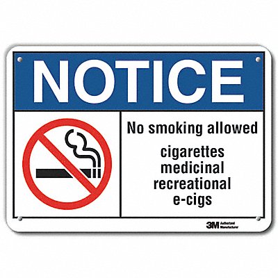 No Smoking Sign 7 in x 10 in Aluminum