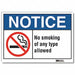 No Smoking Notice Rflctv Label 5inx7in