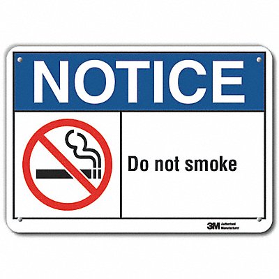 Rflctv No Smoking Note Sign 10x14in Alum