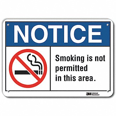 Rflctv No Smoking Note Sign 10x14in Alum