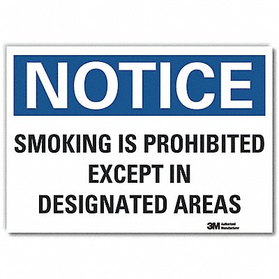 No Smoking Notice Rflct Label 7inx10in