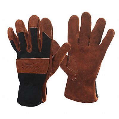 Leather Gloves Suede Cowhide Brown L PR