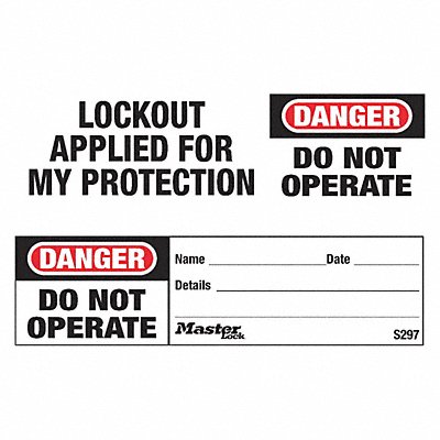 Safety Tag Danger - Do Not Operate PK100