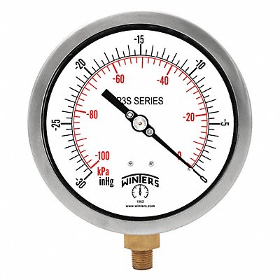 K4526 Vacuum Gauge 4-1/2 Dial Size Black