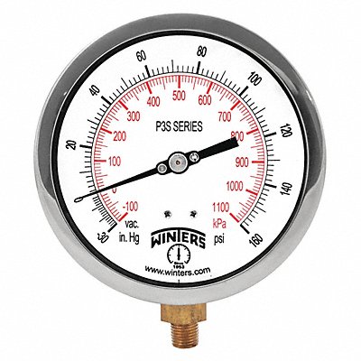 K4526 Compound Gauge 4-1/2 Dial Size Black