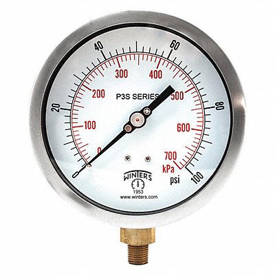 Pressure Gauge 4-1/2 Dial Size Black