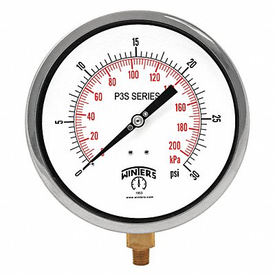 K4528 Pressure Gauge 6 Dial Size Black