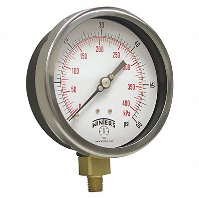 K4528 Pressure Gauge 6 Dial Size Black