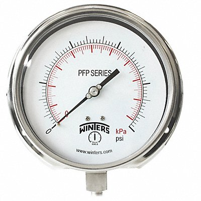 Pressure Gauge 6 Dial Size Silver