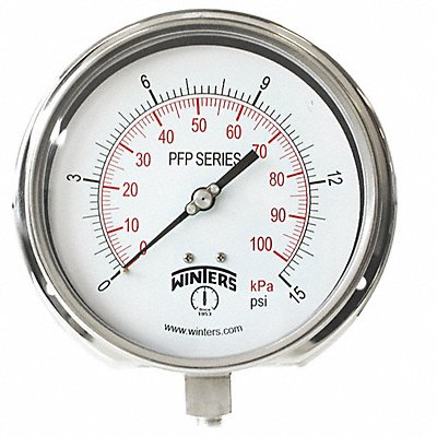 K4538 Pressure Gauge 6 Dial Size Silver