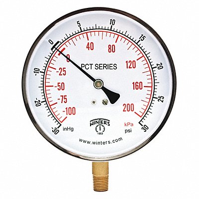 K4682 Compound Gauge 4-1/2 Dial Size Silver