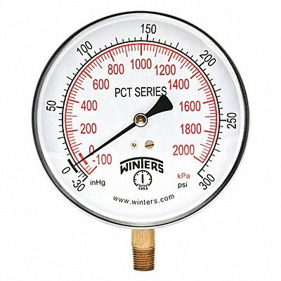 K4682 Compound Gauge 4-1/2 Dial Size Silver