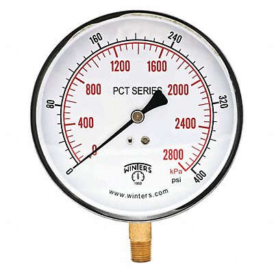 K4529 Pressure Gauge 4-1/2 Dial Size Silver