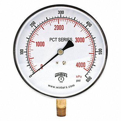 K4529 Pressure Gauge 4-1/2 Dial Size Silver