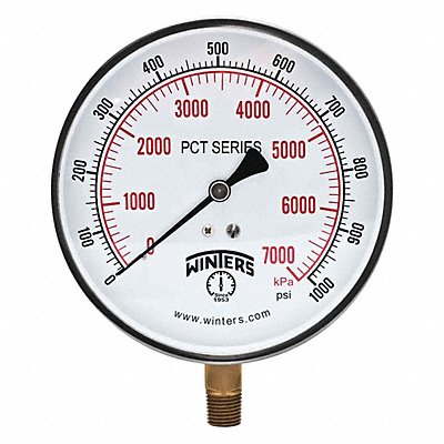 K4529 Pressure Gauge 4-1/2 Dial Size Silver