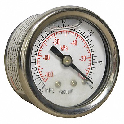 Vacuum Gauge 1-1/2 Dial Size Silver