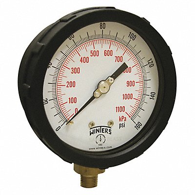 K4215 Pressure Gauge 4 Dial Size Black