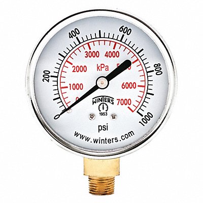 Pressure Gauge 2-1/2 Dial Size Black