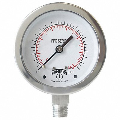 Pressure Gauge 2-1/2 Dial Size Silver