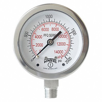 Pressure Gauge 2-1/2 Dial Size Silver