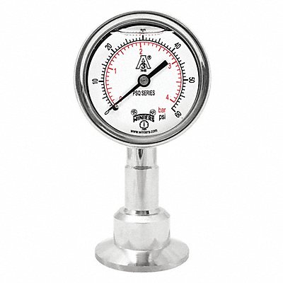 Pressure Gauge 2-1/2 Dial Size Silver