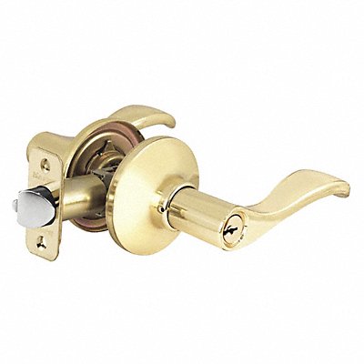 Lever Lockset Polished Brass Wave Style