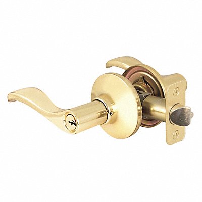 Lever Lockset Bright Brass Wave Style