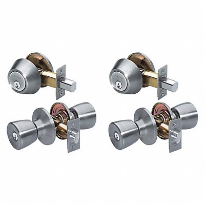 Knob Lockset Tulip Style Satin Nickel
