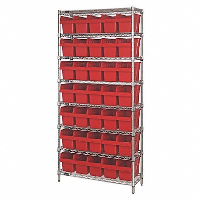 Bin Shlvng 36inx74inx18in Red