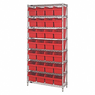 Bin Shlvng 36inx74inx18in Red