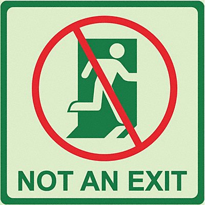 Photoluminescent Safety Sign 8x8in Plstc