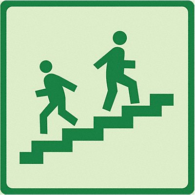 Photoluminescent Safety Sign 8x8in Plstc