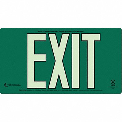 Photolum Exit Sign 8 1/2x15 1/4in Alumin