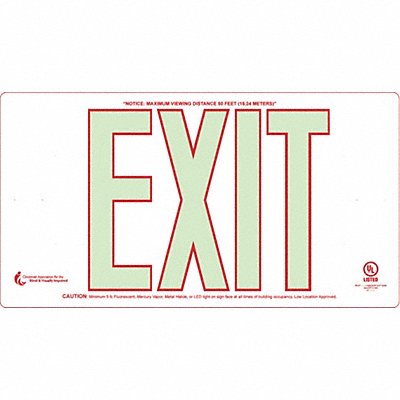 Photolum Exit Sign 8 1/2x15 1/4in Alumin