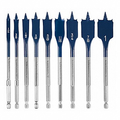 Spade Blade Drill Set 9pc Carbon Steel