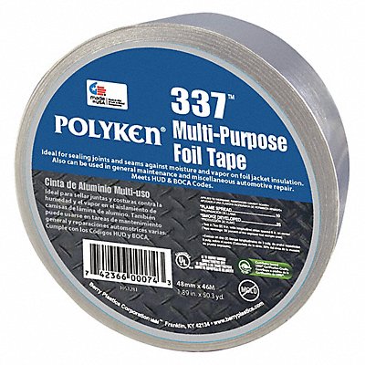 Foil Tape 1 7/8 in x 50 1/4 yd Aluminum