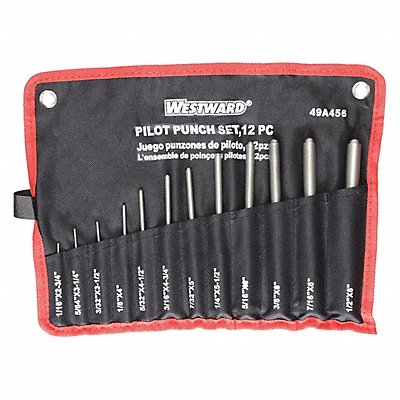 Pilot Punch Set Alloy Steel 12 Pc