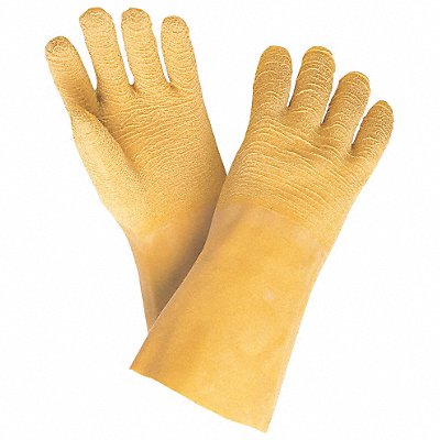 J4449 Chemical Gloves L 12inL Crinkle Latex PR