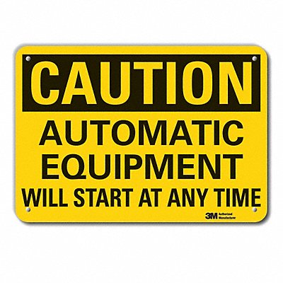 Rflctv Auto Equip Caut Sign 10x14in Alum