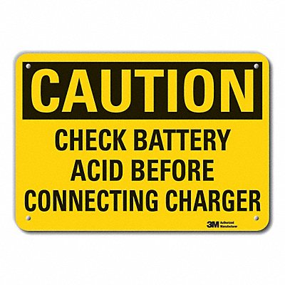 Rflct Batt. Hzrd Caution Sign 7x10in