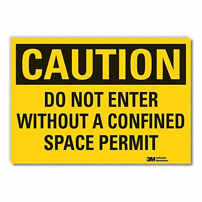 Confined Space Caution Rflct Lbl 7x10in