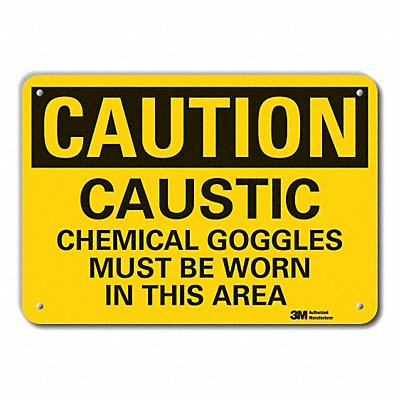 Rflct Caustic Caution Sign 10x14in Alum