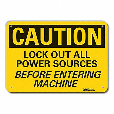 Rflct Lockout Tagout Caut Sign 10x14in